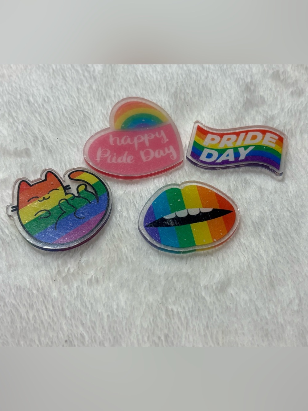 Pride Rainbow Acrylic Flatback Set - Lip, Cat, Heart, Pride Day